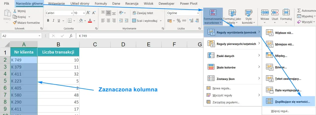 Jak w Excelu łatwo zliczyć, ile razy występuje wartość w kolumnie